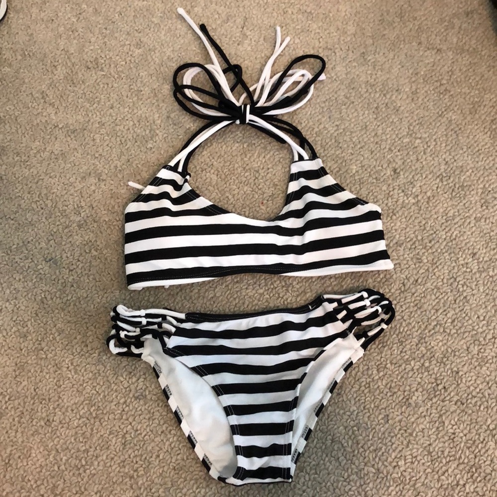 Size small black and white swim suit
